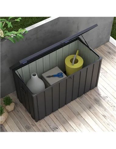 Outsunny 450L Galvanised Steel Garden Storage Box, with Wheels - Dark Grey