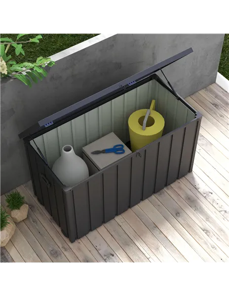 Outsunny 450L Galvanised Steel Garden Storage Box, with Wheels - Dark Grey