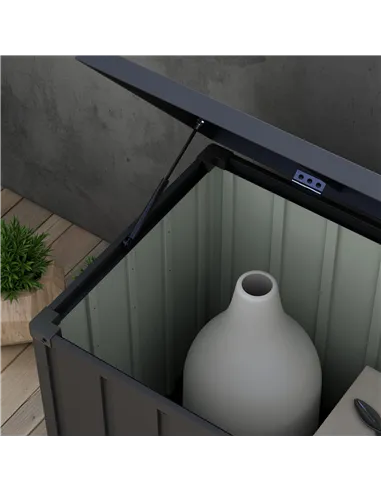 Outsunny 450L Galvanised Steel Garden Storage Box, with Wheels - Dark Grey