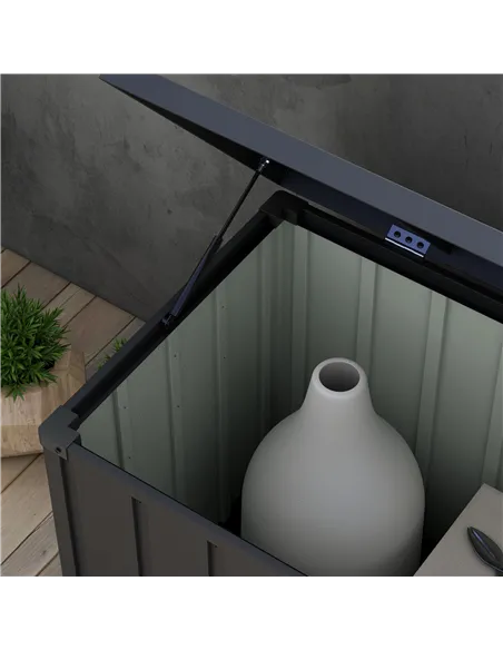Outsunny 450L Galvanised Steel Garden Storage Box, with Wheels - Dark Grey