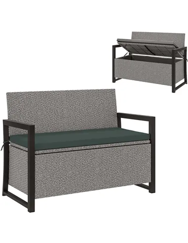 Outsunny 151.5L Storage Garden Bench, with Cushion - Grey