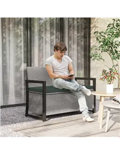 Outsunny 151.5L Storage Garden Bench, with Cushion - Grey 2