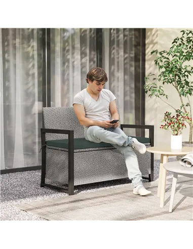 Outsunny 151.5L Storage Garden Bench, with Cushion - Grey