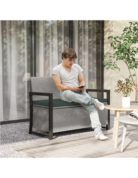 Outsunny 151.5L Storage Garden Bench, with Cushion - Grey