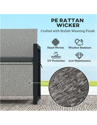 Outsunny 151.5L Storage Garden Bench, with Cushion - Grey