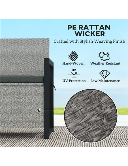 Outsunny 151.5L Storage Garden Bench, with Cushion - Grey