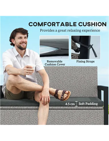 Outsunny 151.5L Storage Garden Bench, with Cushion - Grey