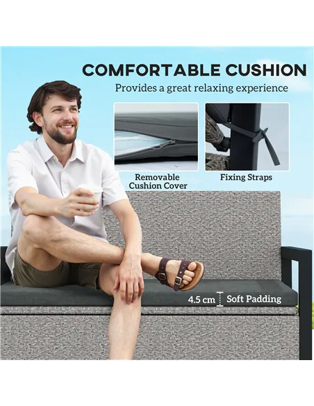 Outsunny 151.5L Storage Garden Bench, with Cushion - Grey