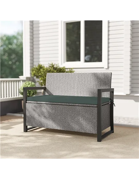 Outsunny 151.5L Storage Garden Bench, with Cushion - Grey