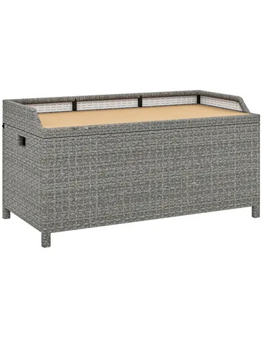 Outsunny 130 L Rattan Garden Storage Box, with Seat - Grey
