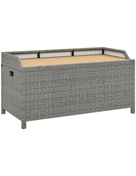 Outsunny 130 L Rattan Garden Storage Box, with Seat - Grey