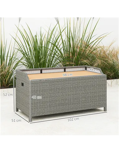 Outsunny 130 L Rattan Garden Storage Box, with Seat - Grey