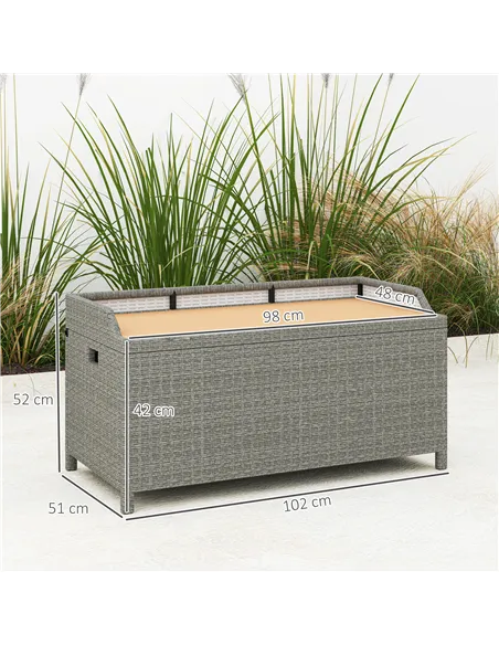Outsunny 130 L Rattan Garden Storage Box, with Seat - Grey