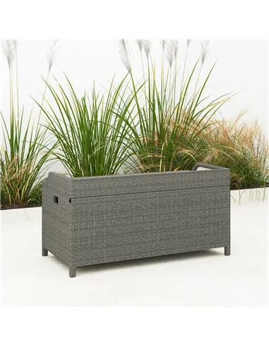 Outsunny 130 L Rattan Garden Storage Box, with Seat - Grey