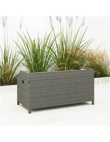 Outsunny 130 L Rattan Garden Storage Box, with Seat - Grey