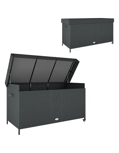 Outsunny 627 L Rattan Storage Box - Black