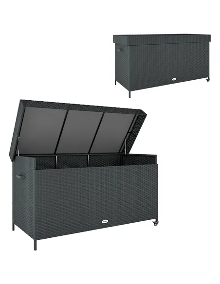 Outsunny 627 L Rattan Storage Box - Black