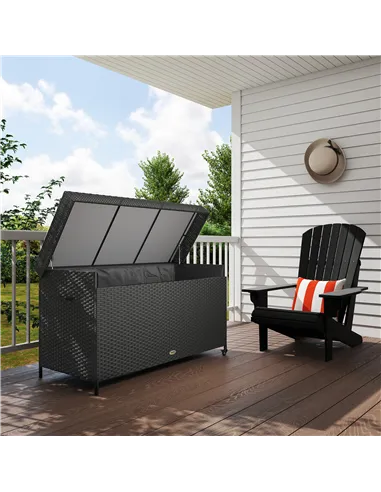 Outsunny 627 L Rattan Storage Box - Black