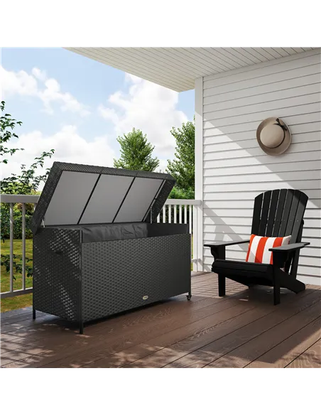 Outsunny 627 L Rattan Storage Box - Black