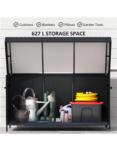 Outsunny 627 L Rattan Storage Box - Black