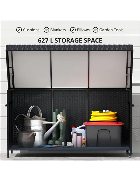 Outsunny 627 L Rattan Storage Box - Black