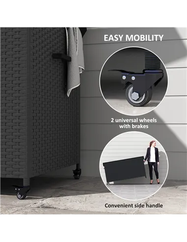 Outsunny 627 L Rattan Storage Box - Black