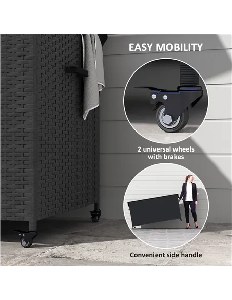 Outsunny 627 L Rattan Storage Box - Black