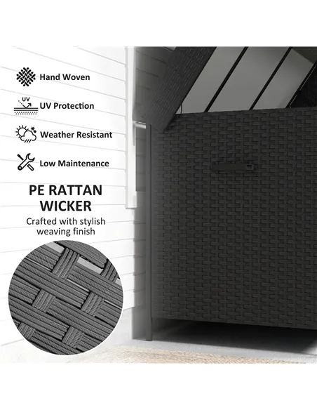 Outsunny 627 L Rattan Storage Box - Black