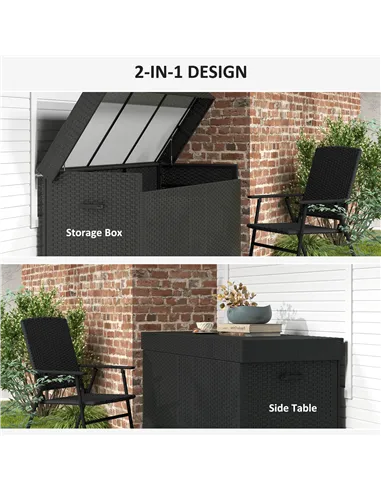Outsunny 627 L Rattan Storage Box - Black