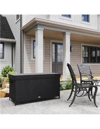 Outsunny 627 L Rattan Storage Box - Black