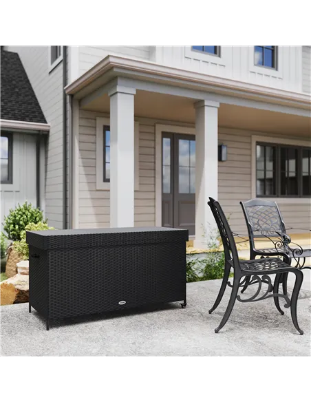 Outsunny 627 L Rattan Storage Box - Black