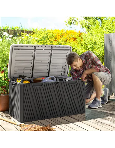 Outsunny 380L Waterproof Outdoor Storage Box, with Lockable Lid - Black