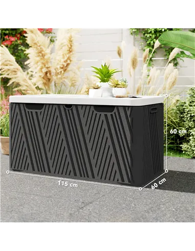 Outsunny 380L Waterproof Outdoor Storage Box, with Lockable Lid - Black