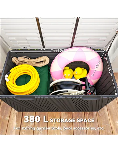 Outsunny 380L Waterproof Outdoor Storage Box, with Lockable Lid - Black