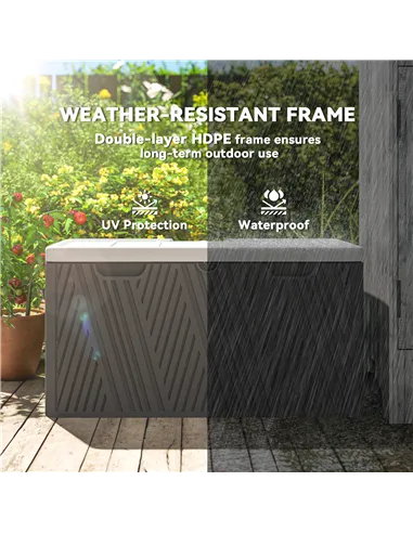 Outsunny 380L Waterproof Outdoor Storage Box, with Lockable Lid - Black