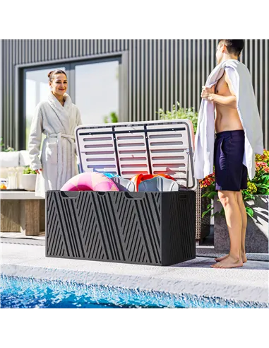 Outsunny 380L Waterproof Outdoor Storage Box, with Lockable Lid - Black