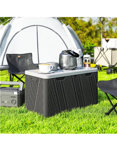 Outsunny 380L Waterproof Outdoor Storage Box, with Lockable Lid - Black