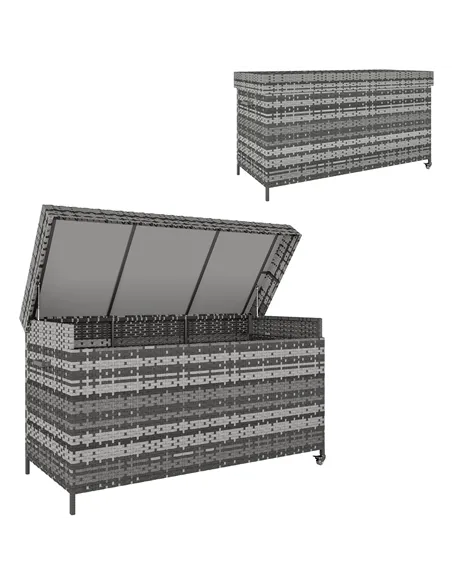 Outsunny 627 L Rattan Storage Box - Dark Grey