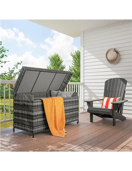 Outsunny 627 L Rattan Storage Box - Dark Grey