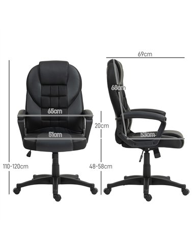 HOMCOM Faux Leather Office Chair - Black