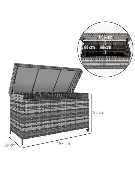 Outsunny 627 L Rattan Storage Box - Dark Grey