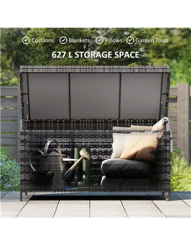 Outsunny 627 L Rattan Storage Box - Dark Grey