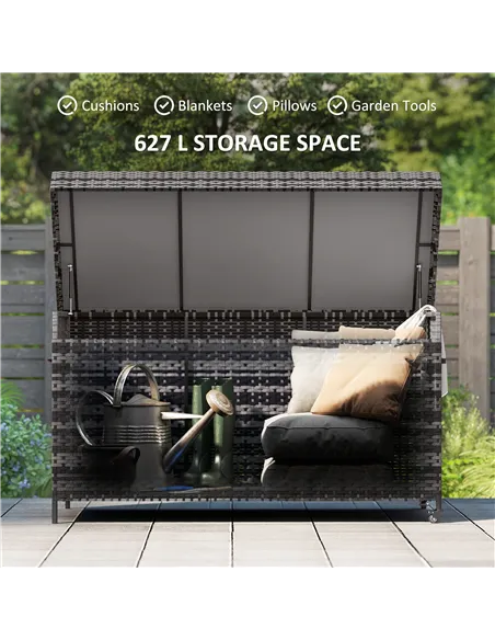 Outsunny 627 L Rattan Storage Box - Dark Grey