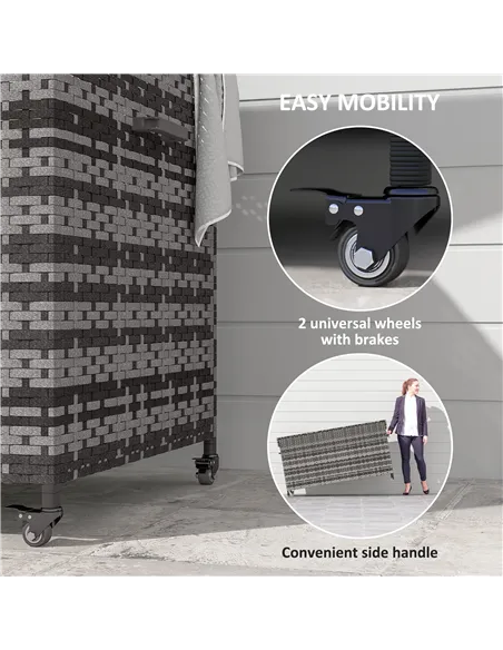 Outsunny 627 L Rattan Storage Box - Dark Grey