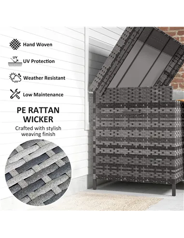 Outsunny 627 L Rattan Storage Box - Dark Grey