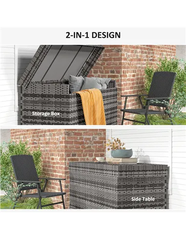 Outsunny 627 L Rattan Storage Box - Dark Grey