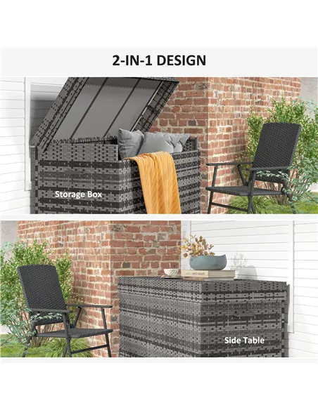 Outsunny 627 L Rattan Storage Box - Dark Grey