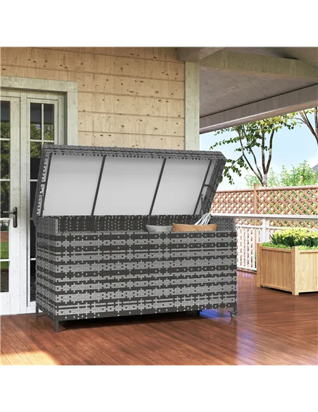 Outsunny 627 L Rattan Storage Box - Dark Grey