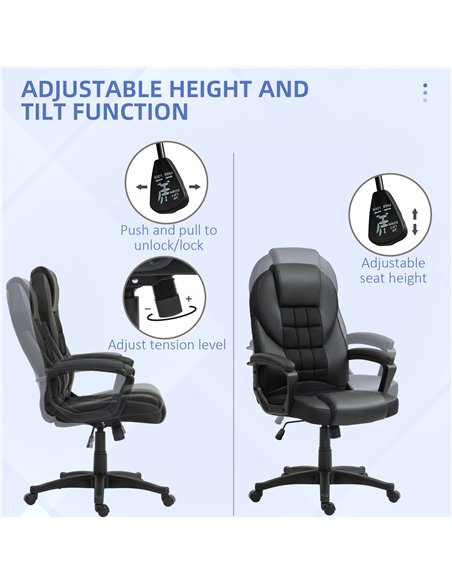 HOMCOM Faux Leather Office Chair - Black