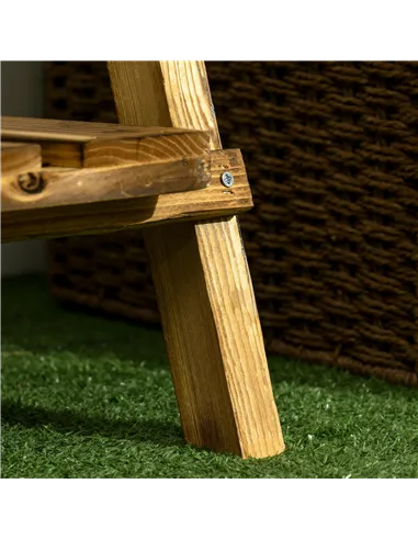 Outsunny Wooden Folding Flower Pot Stand 3 Tier Garden Planter Display Ladder Gardener Storage Shelves Rack Herb Holder (60L x 3